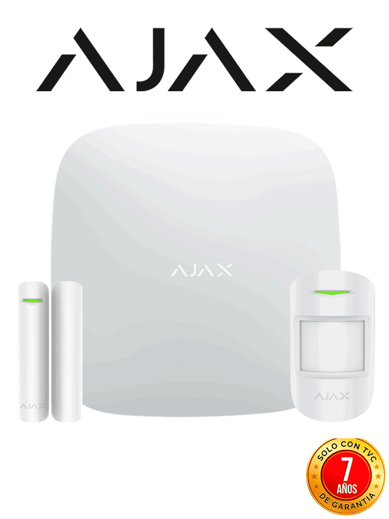 AJAX KIT BASIC - Panel de alarma Hub 4G conexión Ethernet y una ranura sim 4G / APP AJAX PRO iOS y Android , 1 sensor de movimiento y 1 detector de puerta o ventana con entrada auxiliar en color blanco #AJAXBDAYS