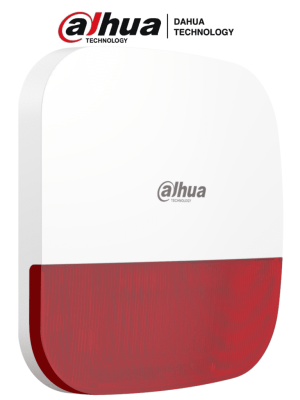 DAHUA DHI-ARA13-W2(915R) - Sirena Inalámbrica para Exterior con Estrobo Rojo, Frecuencia 915 MHz, 110dB, Múltiples sonidos de Alarma, IP65, Alarma de Batería Baja #915