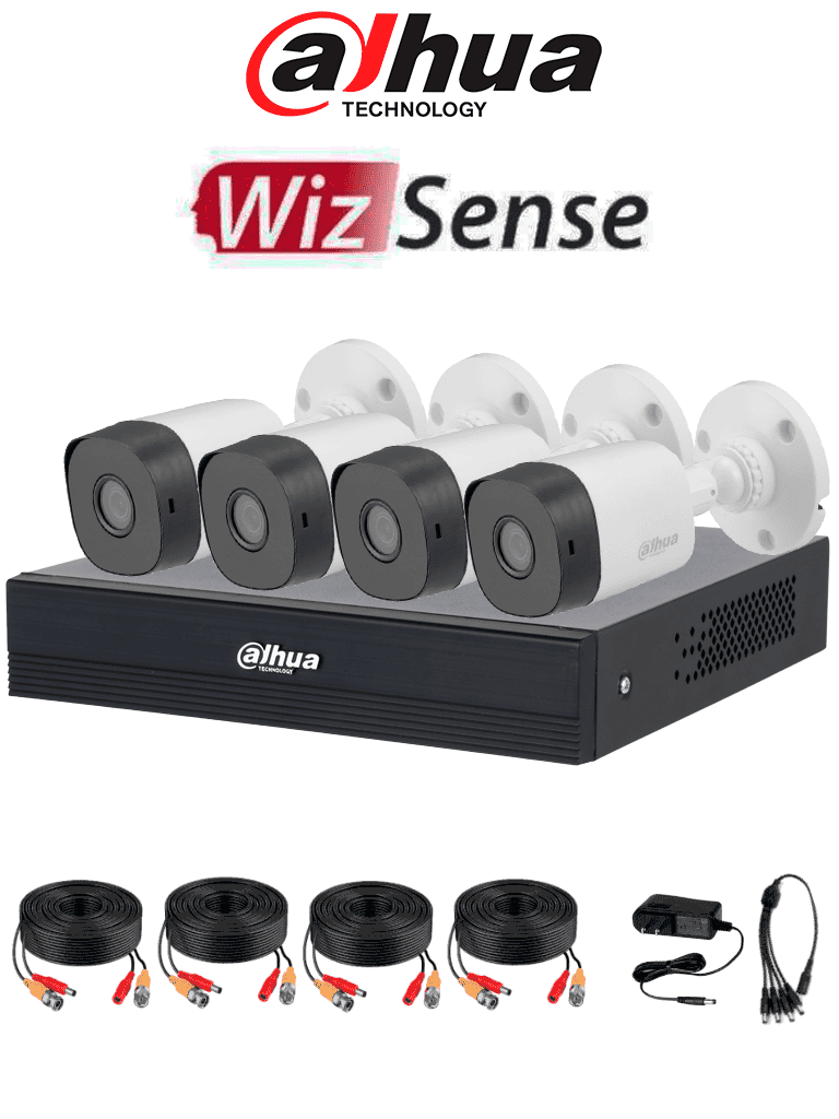 DAHUA DHI-KIT/XVR1B04-I/T/4-B1A11N-0280B - Kit de 4 canales HD/ Cámaras B1A11 de 1 MP/ Lente de 2.8mm/ Soporta 4 Canales más 1 IP o Hasta 5 Canales IP/ SMD Plus / Compresión H.265/ Cámaras de Policarbonato/ #CooperU #CKITS