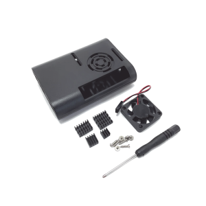 Raspberry Pi ic-00073 Kit Gabinete para Raspberry Pi 4 Model B / Plástico ABS / Color Negro / Ventilador / Disipadores / Incluye Desarmador