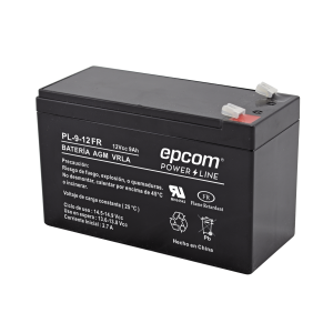 Epcom Powerline pl-9-12fr Batería 12 Vcc / 9 Ah / UL / Tecnología AGM-VRLA / Retardante a la flama / Para uso en equipo electrónico Alarmas de intrusión / Incendio/ Control de acceso / Video Vigilancia / Terminales tipo F1 / Cargador recomendado CHR-80.