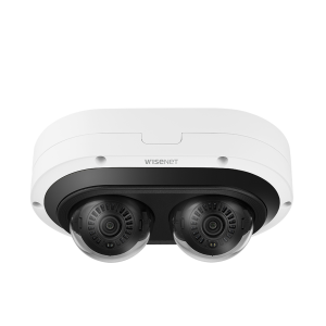 Hanwha Vision pnm-c12083rvd Camara Multi sensor IP 6MP x 2 CH con Inteligencia Artificial / Lente Mot.  3.54 a 6.69mm / WDR 120dB / H.265 / RanuraSD / Protección IP67 IK10 NEMA4X / IR 25m