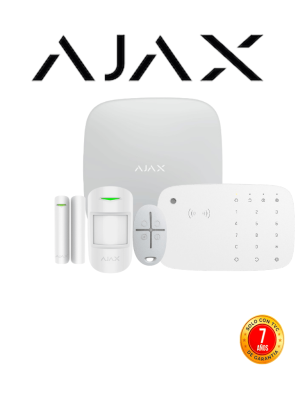 AJAX KIT RES KEYPADCOMBI - Panel de alarma Ethernet/4G color Blanco/ APP AJAX PRO iOS y Android, 1 sensor de movimiento, 1 detector para puerta/ventana, 1 Teclado táctil inalám con sirena incluida y lector DESFire, 1 Llavero inalám #CONEXION #NUEVOKIT