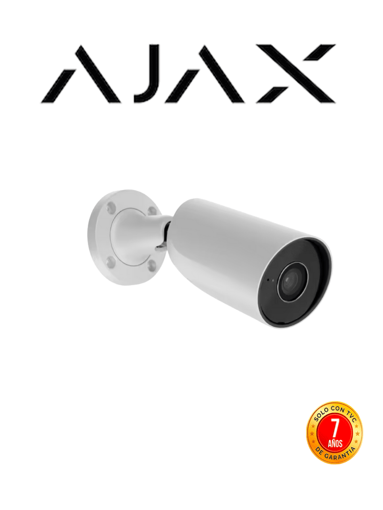 Ajax BulletCam (5 Mp/2.8 mm) - Camara IP Bullet 5 Megapixeles con IA y Micrófono/ H.265/ 25 Fps/ Lente de 2.8mm/ Angulo de 100°-110°/ IR DE 35 Mts/ IP65/ PoE/ WDR/HDR Color Blanco #AJAXHOTDEALS