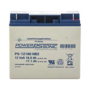 Power Sonic ps-12180-nb2 Batería 12V, 18AH, Para Respaldo, Tecnologías AGM/VRLA, Diseño De Vida Útil 5 Años, Terminales Tipo NB2, Listada UL, Libre De Mantenimiento