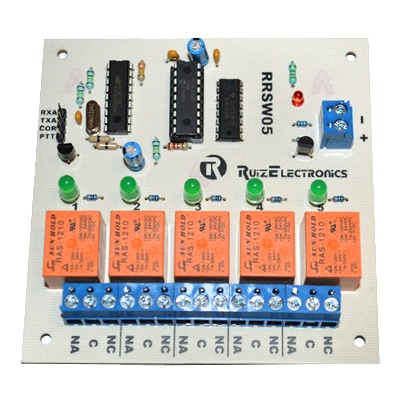 Ruiz Electronics rrsw05 Tarjeta decodificadora para radio switch 5 zonas con DTMF.