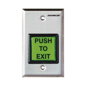 Enforcer Secolarm sd-7202gc-peq Botón de Salida / Con Iluminación / Con Placa de Pared de Acero Inoxidable / IP65 / Voltaje 12 / 24 Vcd / Mensaje de Idioma Intercambiable / 3 Placas de Idioma Incluidas