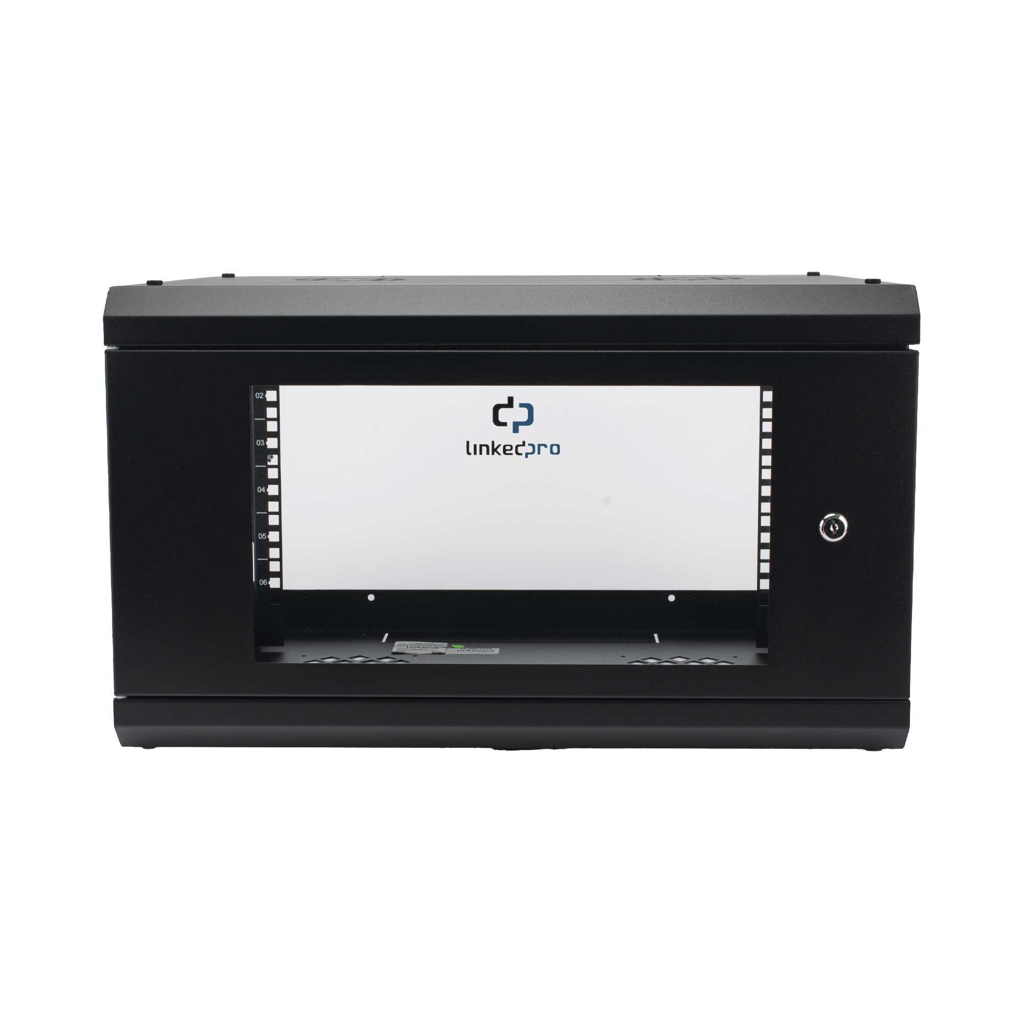 Linkedpro sr1906lh3ga Gabinete de Pared con Puerta de Cristal Templado, 455mm de Profundidad, 6U Rack de 19, Acero Reforzado