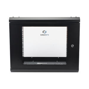 Linkedpro sr1909lh3ga Gabinete de Pared con Puerta de Cristal Templado, 455 mm de Profundidad, 9U Rack de 19, Acero Reforzado