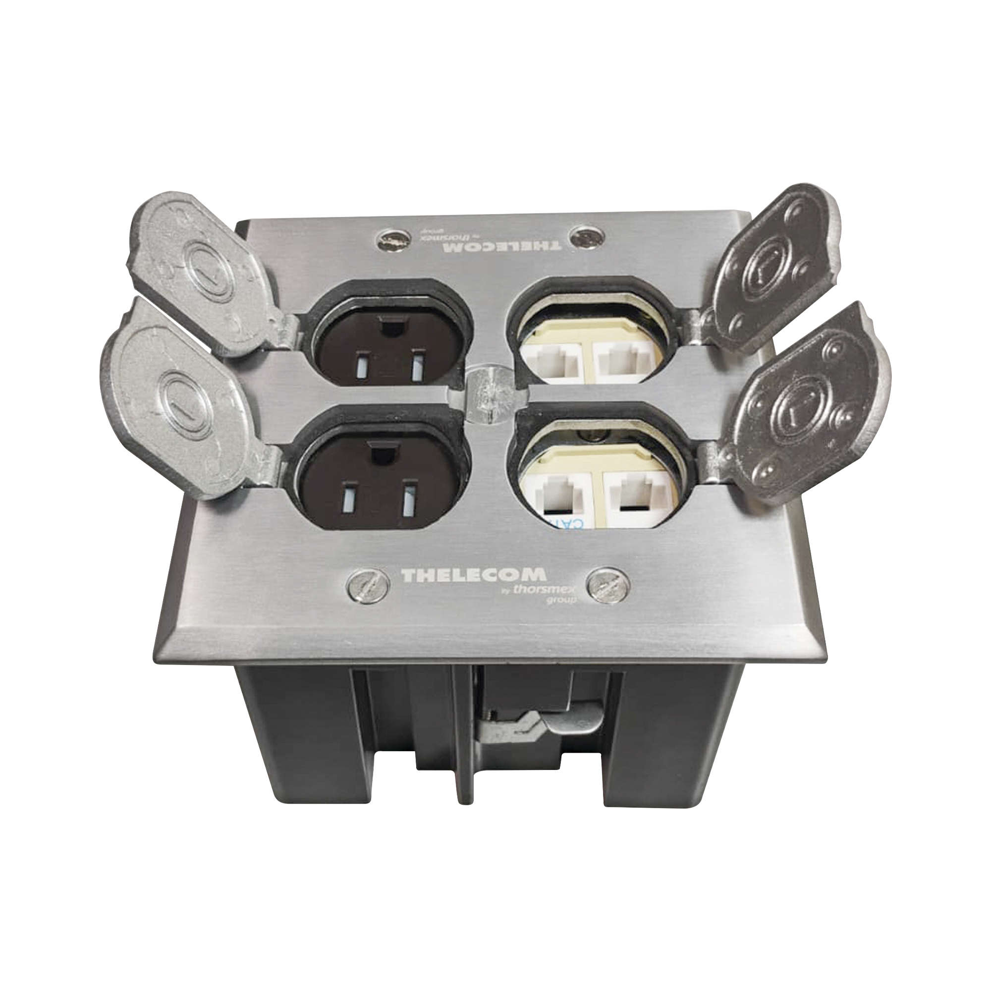 Thorsman th-cpa-cd Caja de Piso con Tapa Abatible de Aluminio para| Energía + Voz/Datos para uso en Interior