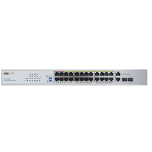 Wi-Tek wi-pces226gf Switch PoE (802.3af/at/bt) / No administrable de largo alcance / Hasta 250m / Con 24 x 10/100Mbps + 2 x SFP Gigabit Combo / 250 W