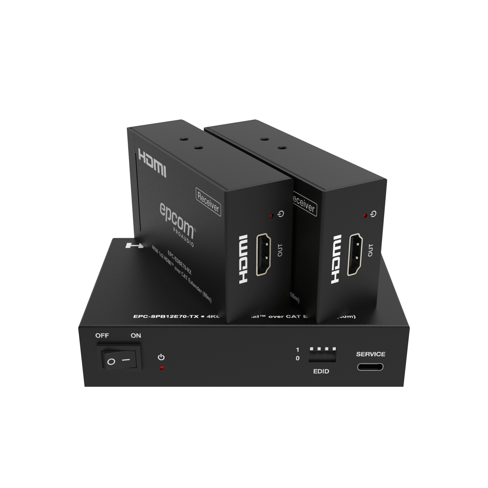 Epcom Proaudio epc-spb12e70 Splitter HDMI 1x2 | 4K@60Hz a 60m | 4K@30Hz a 70m | Cable Cat6 | EDID | HDCP 2.2 | Salida Loop
