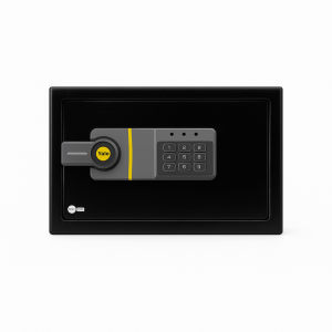 Assa Abloy mx86975 Caja Fuerte Electrónica Residencial / Sistema de Apertura por Código 3-8 Dígitos / Llave de Emergencia / Bloqueo de Seguridad 5 Minutos / Indicadores LED / Alimentación 4 Pilas AA / Garantía 1 Año