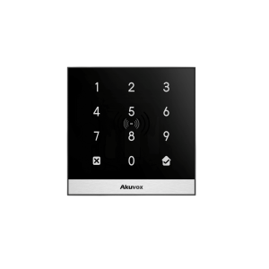 Akuvox a02kit Teclado de Control de Acceso + Bracket de Instalación / Administración 100% en la Nube / Interfaz WEB / POE / Lector Prox 125 kHz / MIFARE 13.56MHz / NFC / APP Smart Plus / Control de 1 Puerta / PIN Para Visitas / IP65