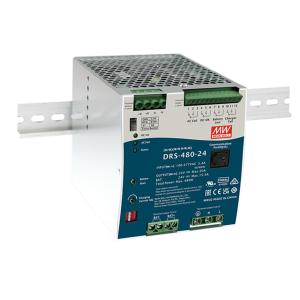 Meanwell drs48024 Fuente de Poder Industrial de 480W con Cargador de Baterías, salida 24Vcc, 20A, para montaje Riel Din