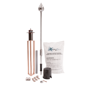 Total Ground kit-master-pe15-inox Kit Pararrayo con Punta de Acero Inoxidable con Avance de Cebado de 60 m. y Accesorios de Instalación en Torre.