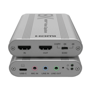 Epcom Proaudio epcuh80 Tarjeta de Captura HDMI 8K a USB 3.2 Gen 1 | Resolución 8K@60Hz y 4K2K@144Hz | Ancho de Banda 48Gbps | Mezcla de Audio HDMI-Micrófono-Línea | Compatibilidad Multiplataforma Windows-macOS-Linux | Carcasa de Aluminio Plateado