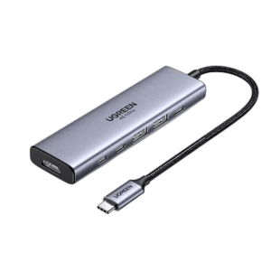 Ugreen 35999 Hub USB-C 6 en 1 / HDMI 4K@60Hz / 2x USB-A 3.2 Gen 2 (10 Gbps) / 2x USB-C 3.2 (10 Gbps) / PD 100W / Compatibilidad Universal / Driver-Free / Aluminio