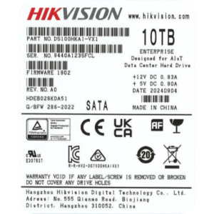 Hikvision ds100hkvs-vx1 Disco Duro Enterprise / 10 TB / SATA 6 Gbit/s / 7200 rpm / Caché 256 MB / Diseñado para Operación 24/7