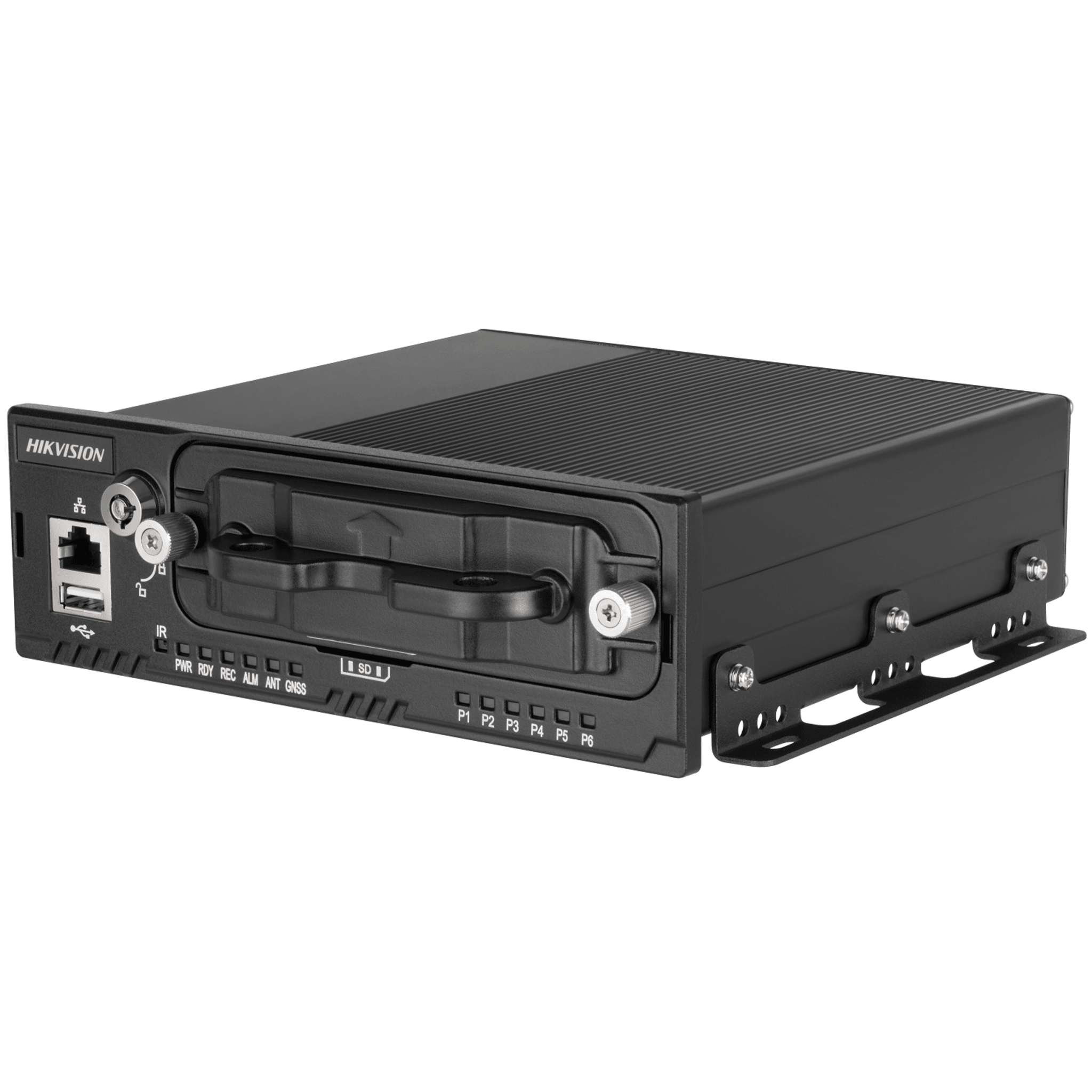 Hikvision ae-mn5043(m12) NVR Móvil de 8 Canales / 5 Megapixel / 4 Puertos PoE + 4 Vía Switch / 2 Bahías de HDD / Incluye Modulo GPS / Conector M12