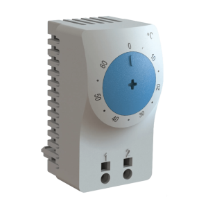 Hoffman atemnoc Termostato/Interruptor Para Control de Temperatura en Grados Celsius, Para Uso con Ventiladores, Con Terminales de Conexión, y Clip para Riel Din de 35 mm, Color Gris Claro