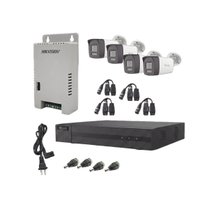 Hilook By Hikvision hl-2080p-4b-twa Kit HiLook Audio Bidireccional TurboHD 1080p / DVR Metalico 4 Canales / 4 Cámaras Bala (Exterior) con Bocina y Micrófono Integrado / 1 Fuente de Poder / Accesorios