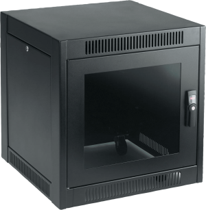 Hoffman enc769sh Gabinete SOHO para Oficinas Pequeñas y Home Office, 700 x 600 x 900 mm, Acero Negro, 11U, Ruedas, Sistema de Enfriamiento Pasivo, Puertas con Cerradura, Paneles Laterales Extraíbles