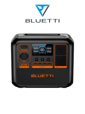 BLUETTI AC70P - Estación de energía portátil / 1000 W - 864 Wh / Tecnología LiFePo4 / 3000 ciclos / modo Power Lifting