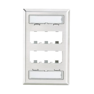 Panduit cfpl6sy Placa de Pared Vertical, de Acero Inoxidable, Salida Para 6 Puertos Mini-Com, Con Espacios Para Etiquetas