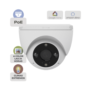 Ezviz csh4/poe Cámara IP POE Inteligente / 2K 4MP (2304x1296) / IA Detección Humano-Vehiculo / Visión Nocturna Color / Audio Bidireccional / IP67 / Almacenamiento MicroSD 512GB