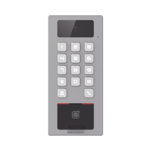 Hikvision ds-k1t502dbfwx-c-e1 (PoE / 2 Relays) Terminal de Control de Acceso / Videoportero Multiapartamento Llamada a App / Teclado / Exterior Antivandálico IP65 & IK09 / Huella, Tarjeta, Código QR, PIN o App Hik-Connect  / Cámara 2 MP compatible con NVRs