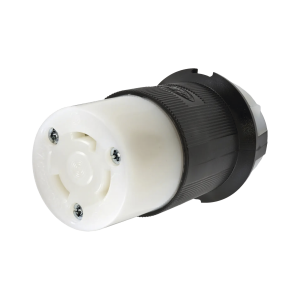 Hubbell hub-hbl-2623  Conector Industrial con Bloqueo de Media Vuelta / 30 A 250 V CA / 2 Polos 3 Hilos / Color Blanco y Negro / Nema L6-30R.