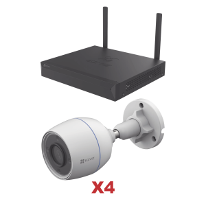 Ezviz kit/csx5s/4w Kit de cámaras Wi-Fi / Incluye 1 NVR 4 canales / 4 Cámaras Bala 2 Megapixel / Para Uso en Exterior IP67 / Vision Nocturna a Color