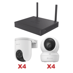 Ezviz kit/csx5s/8w Kit de cámaras Wi-Fi / 3 Megapixel / Incluye 8 Cámaras (4 camaras Para Interior y 4 Cámaras Para Exterior) / 1 NVR WI-FI 8 Canales / Vision Nocturna a Color / Detección de Humanos