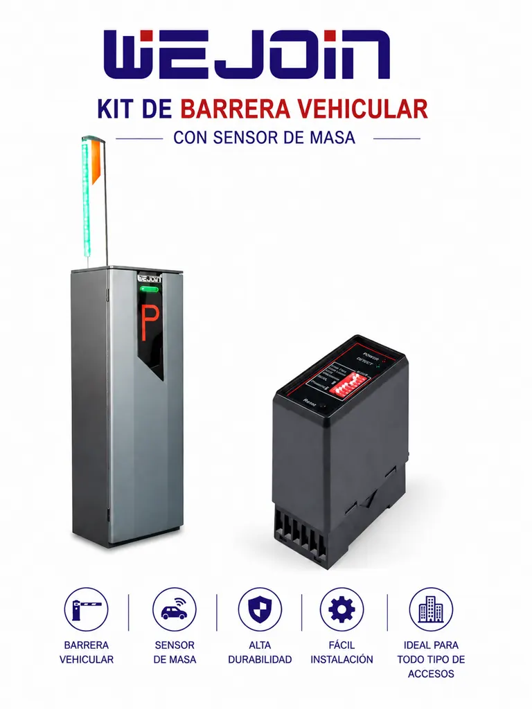 WEJOIN WJNSBG101HL34LEDDG102 - Kit de Barrera Vehicular de 4 Metros con Led Modelo WJNSBG101HL34LED con Sensor de Masa Gratis #TRICOLOR
