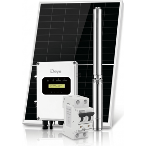 Deye sp2200acdckit Kit de Bombeo Solar 2200W (3 HP) / Bomba Sumergible con Controlador Híbrido AC/DC 136-264VAC / 108-403VCD / 5 Módulos Solares 540W / Interruptor Termomagnético 2P 20A 800V CC / Protector de Descargas Atmosféricas / Gabinete IP6