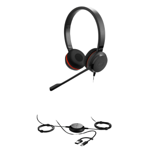 Jabra evolve-30ii-duo-uc-usbc/a Jabra Evolve 30 II Duo con conexión USB C/A y 3.5mm, micrófono con cancelación de ruido y controlador en el cable con botones e indicadores LED (5399-829-369))