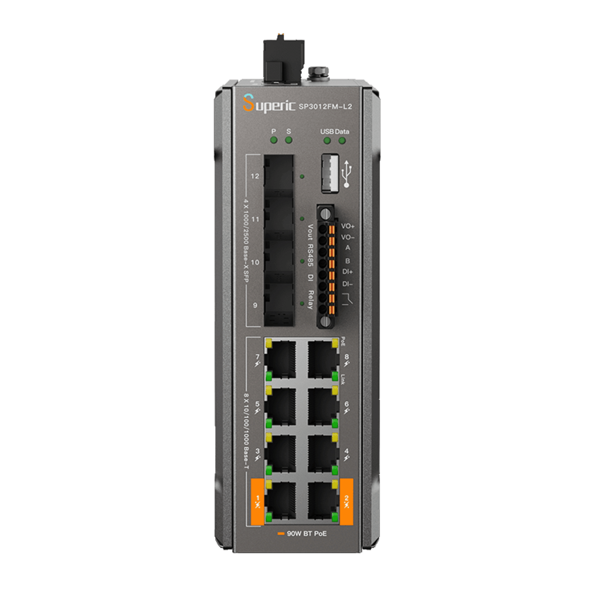 Wi-Tek sp3012fm-l2(v3) Switch de Red SP3012FM-L2(V3) / 8 Puertos 10/100/1000Mbps PoE / 4 Puertos SFP 1000M/2.5Gbps / Capacidad de Conmutación 36Gbps / Alimentación Dual DC / Instalación DIN-rail, Pared o Escritorio / Certificaciones CE, FCC, RoHS, UKCA, RCM