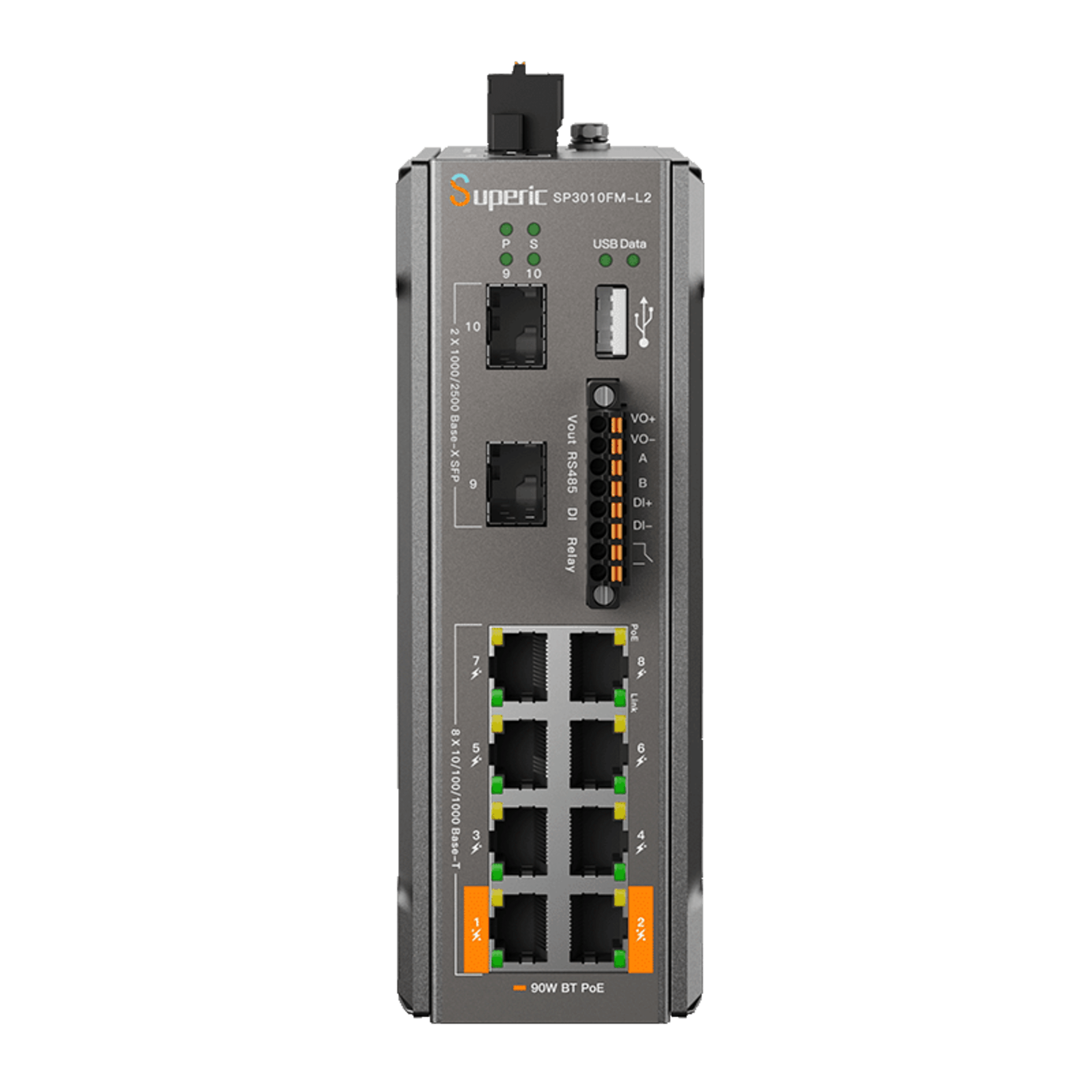 Wi-Tek sp3010fml2(v3) Switch de Red SP3010FM-L2 (V3) / 8 Puertos 10/100/1000Mbps PoE / 2 Puertos SFP 1000M/2.5Gbps / 240W PoE Budget / 26Gbps Capacidad de Conmutación / 19.3Mpps Tasa de Reenvío / DIN-Rail, Pared, Escritorio / -40?~75? / CE, FCC, RoHS, UKCA, R