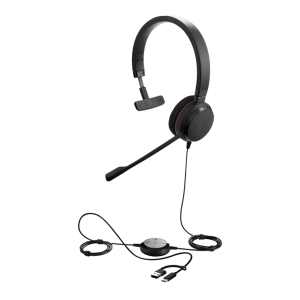 Jabra evolve20monoucusbc/a Jabra Evolve 20 Mono con Conexión USB C/A, Micrófono con Cancelación de Ruido de Ultima Generación, Configuración Plug and Play (4993-829-269)