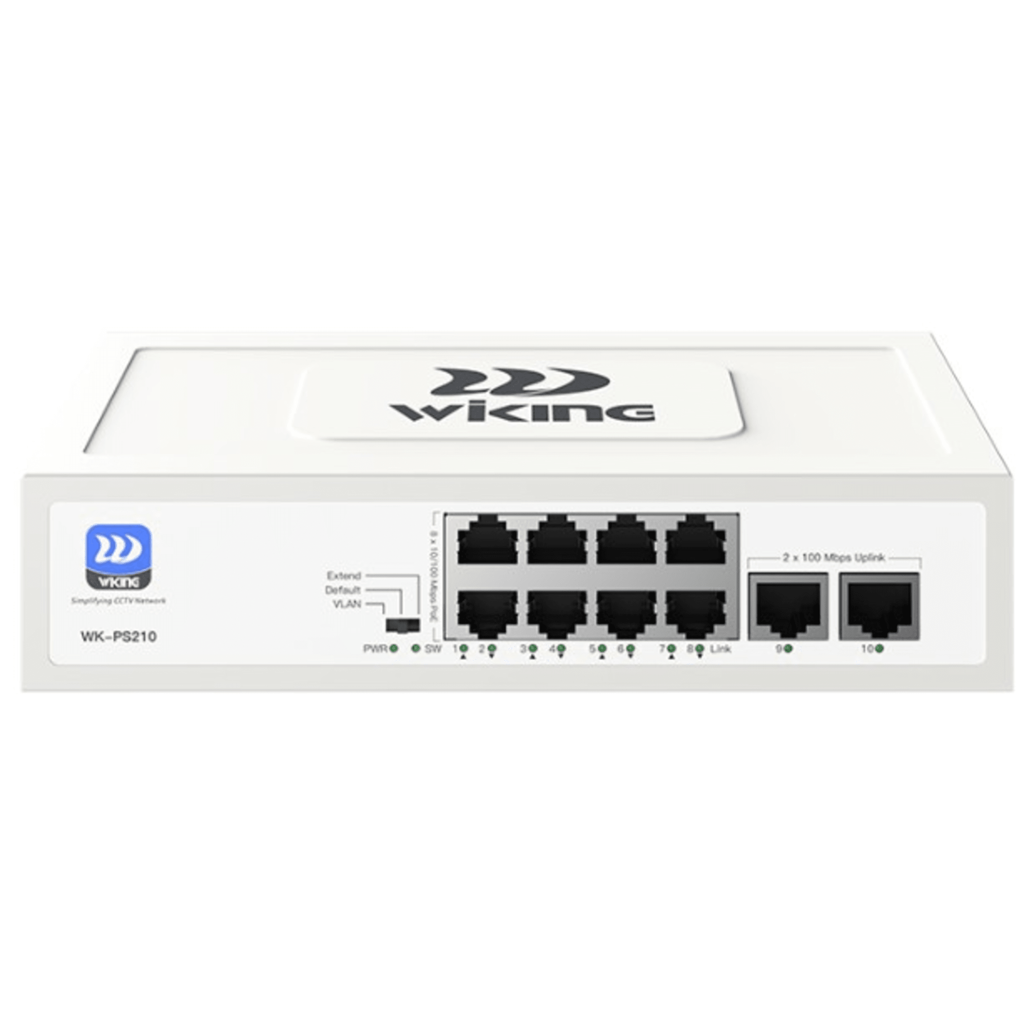 Wi-Tek wkps210 Switch PoE / Administración en la nube / Con 8 puertos 10/100 Mbsp PoE af/at / 2 Puertos Uplink 10/100 MBPS / Presupuesto 45 W / PoE hasta 250 metros