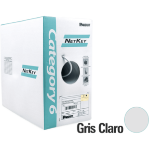 Panduit nur6c04ig-m Bobina de Cable UTP de 305 Metros (1000 Pies) de Cobre, NetKey, Gris Claro, Categoría 6 (24 AWG), 1000Mbps, Riser (CMR), de 4 Pares