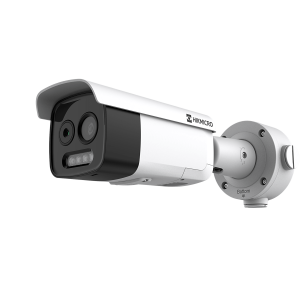 Hikvision hm-td2628-10/g1/t3a (HIKMICRO) Bala IP Bi-Espectral / Térmica (256 X 192 / 9.7 mm) + Óptica (5 MP / 12.4 mm) / IA GUANLAN / Rango: -20°C a 150°C / 8°C Margen / Detección de Fuego y Humo / Alarma Visual y Audible / Dual Light / PoE / IP67 / IK