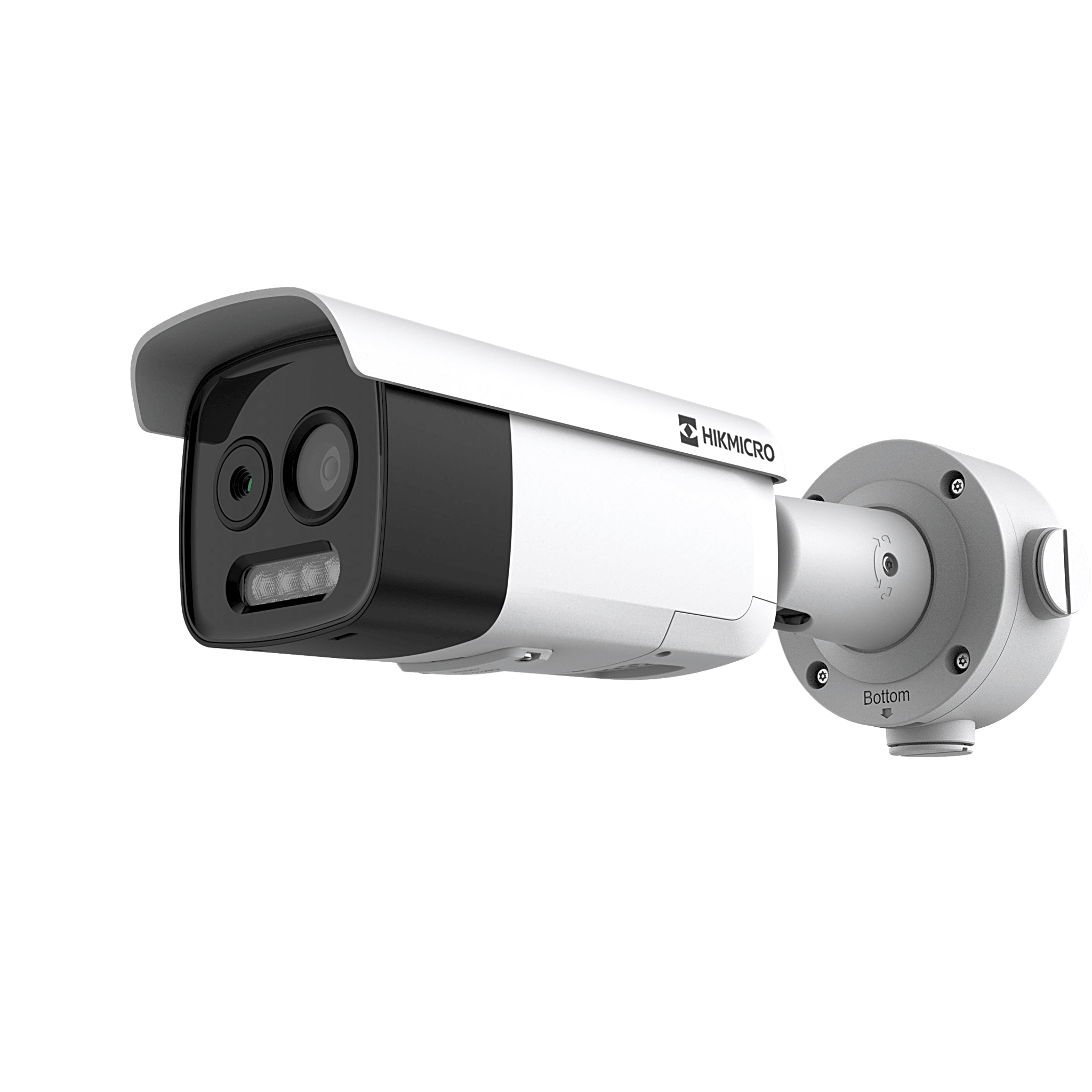 Hikvision hm-td2628-10/g1/t3a (HIKMICRO) Bala IP Bi-Espectral / Térmica (256 X 192 / 9.7 mm) + Óptica (5 MP / 12.4 mm) / IA GUANLAN / Rango: -20°C a 150°C / 8°C Margen / Detección de Fuego y Humo / Alarma Visual y Audible / Dual Light / PoE / IP67 / IK