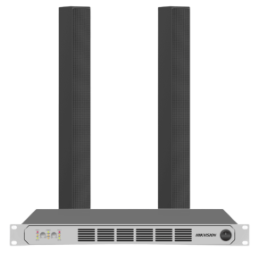 Hikvision dsqapkit2 Kit de Amplificador y bocinas | Potencia profesional | 2 bocinas tipo columna