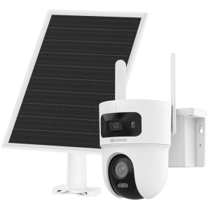 Hikvision ds-2cfsp8-d/4g/la Kit Solar IP All in One Doble Lente / AOV / PT IP 4 Megapixel Lente 4 mm / Fijo 4 Megapixel Lente 2.8 mm / Panel Solar + Batería de Respaldo de Litio (9000 mAh) / Conexión 4G / Audio de Dos Vías / Dual Light / IP66 / Micro SD