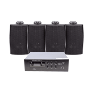 Epcom Proaudio sfb240/4ws KIT de Amplificador de 240W para Escritorio | 4 Altavoces de Pared color Negro 2.5W - 20W | Sistema 70/100V