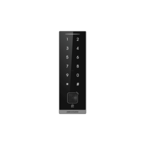 Hikvision ds-k1105emkb-qr Teclado Esclavo con Lector de Tarjetas Virtuales Bluetooth y Códigos QR / Tarjetas MIFARE y PROX EM / Contraseñas / RS-485 Wiegand OSDP / Frecuencias 13.56 MHz y 125 KHz / Autenticación Tarjeta PIN QR Bluetooth / Táctil
