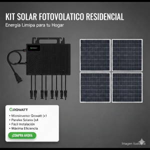 Growatt neo2500mx2kit Kit Solar Interconexion  / 2.5kW  220Vca / Microinversores Growatt / Montaje Incluido
