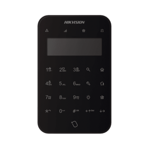Hikvision ds-pk1-lt-wb/black (AX PRO) Teclado Inalámbrico con Pantalla LCD para Armado y Desarmado / Color Negro / Funciones de Automatización para control de Relevadores